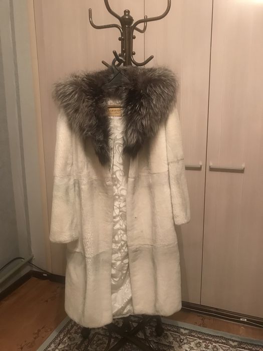 Стриженная норка белая шуба