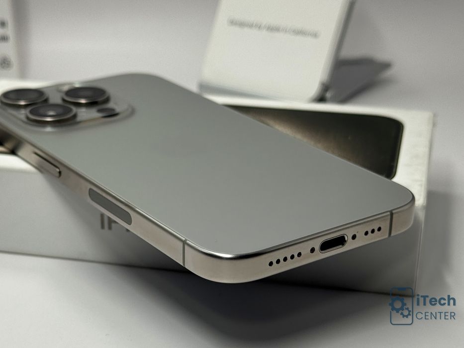 iPhone 15 Pro, 256GB, Natural Titanium, 100% батерия, КАТО НОВ, 1г. ГАРАНЦИЯ!