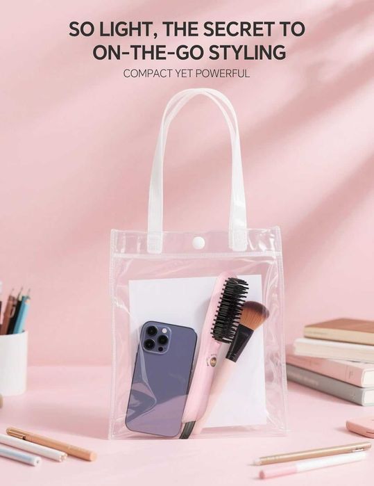 LANDOT Мини нагреваема четка за изправяне на коса с отрицателни йони