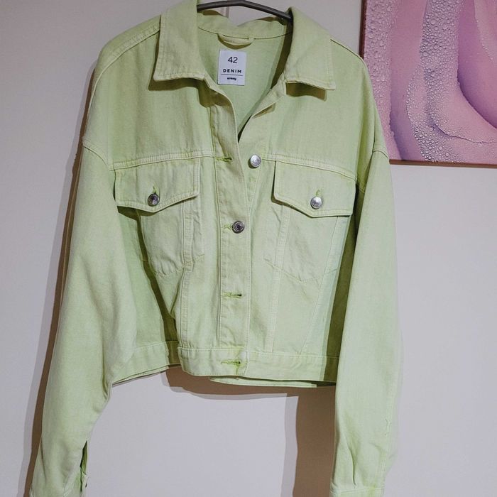 Costum/Compleu set blugi jacheta Denim dama 42 NOU verde fistic