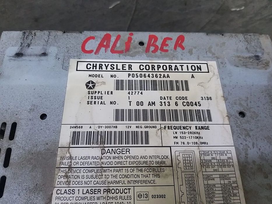 Radio cd player mp3 dodge caliber p05064362aa