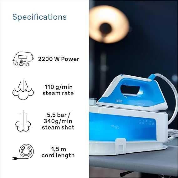 Парогенератор Braun CareStyle 1 IS102BL, 2200W, 5.5 бара, 1,5L