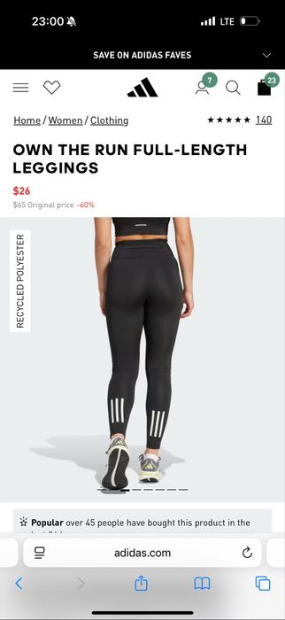 Лосины, лонгслив, топ от Adidas