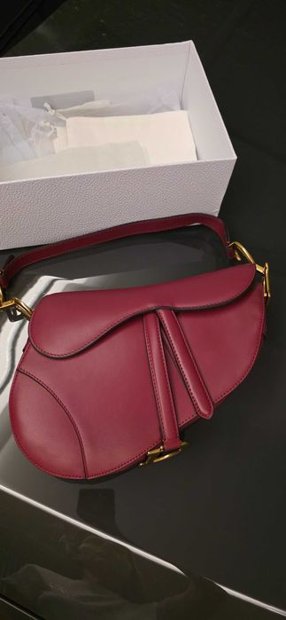 Authentic Dior Saddle bag in burgundy color