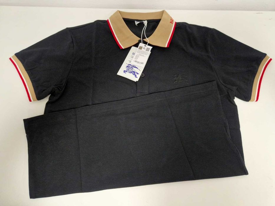 Tricou Burberry Polo Black&Brown Collar