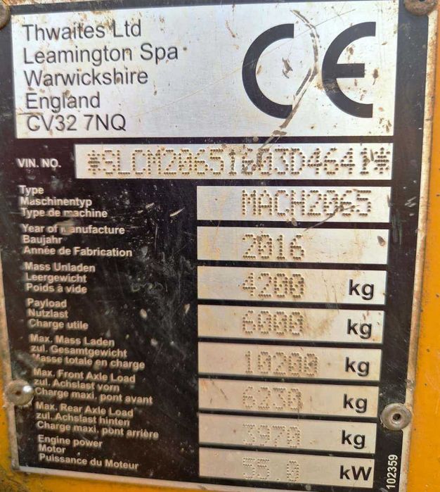 dumper Thwaites MACH2065, capacitate 6 tonne