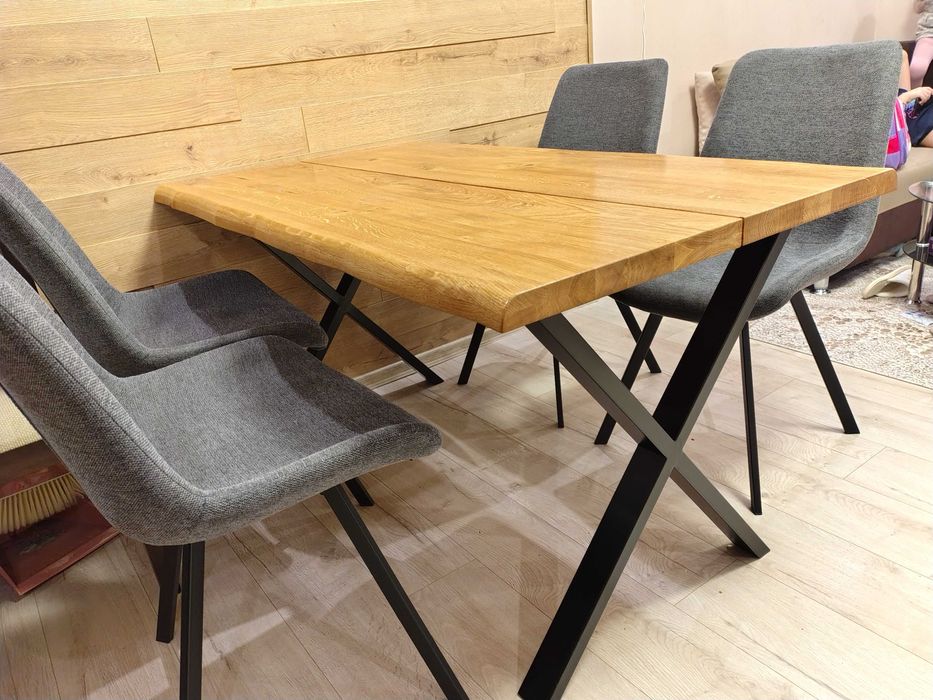 Кухненска маса ROSKILDE/ROSLEV 80x140 цвят нат.дъб/черно