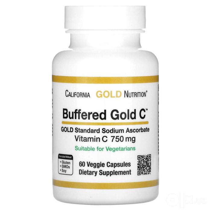 Витамин C, Аскорбат натрия, California Gold Nutrition, 750 мг, 60 капс
