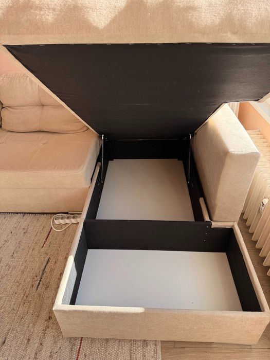 Разтегателен диван с 2 сандъка за съхранение