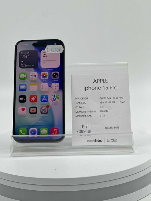 Iphone 15 Pro 128GB baterie 91% Garantie 24 Luni CashBox
