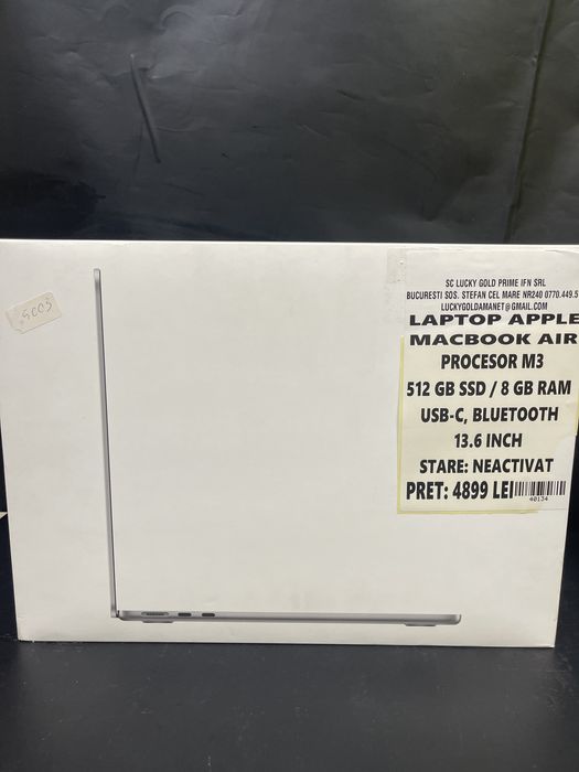 Laptop Macbook M3 SIGILAT 512Gb / 8GB RAM FACTURA/GARANTIE #40134
