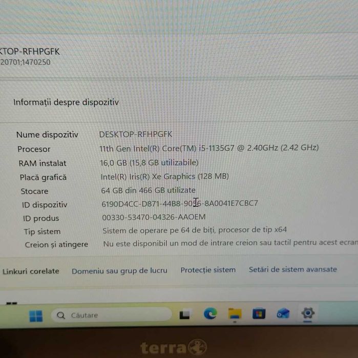 Laptop Terra 14 Intel Core i5-1135G7 SSD 512GB RAM 16GB Gray - GARANTIE 12 LUNI | TrueGSM