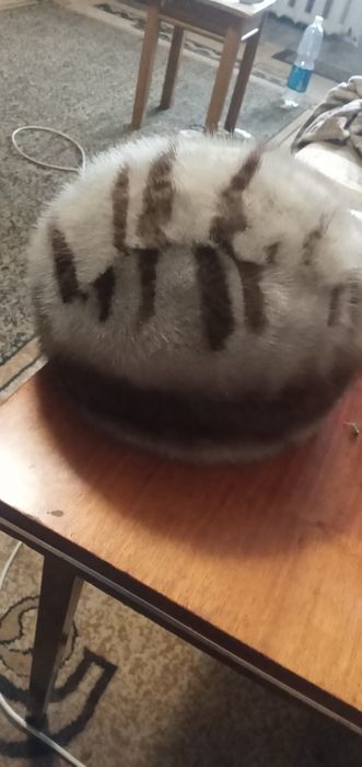 Норковый берет ,леопард, 56 размер