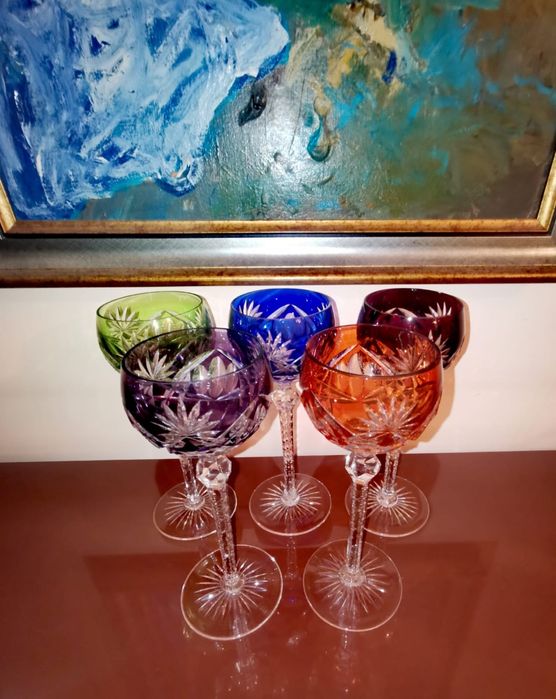 Антикварни цветен кристал чаши Nachtmann "Traube"  Зап. Германия 70те