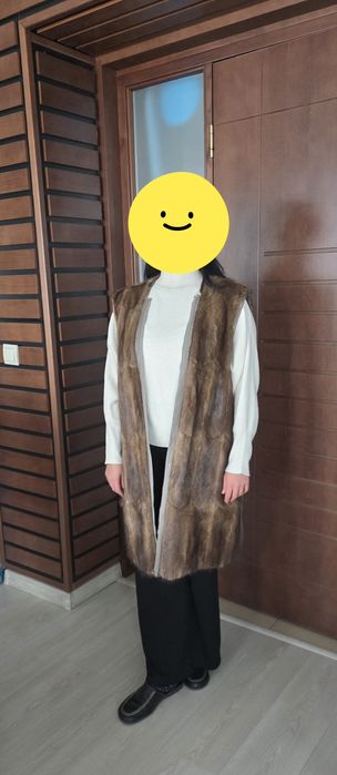 Дълъг дамски елек естествен косъм ХХL размер