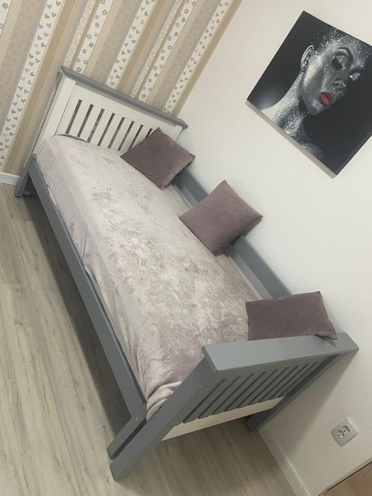 Pat copii din lemn masiv cu 2 saltele