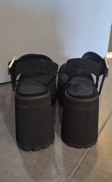 Дамски сандали с висок дебел ток и платформа, НОВО, естествена кожа.