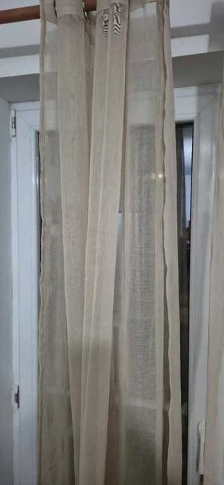 Perdele semi transparente, 2 piese, bej, 140x245 cm