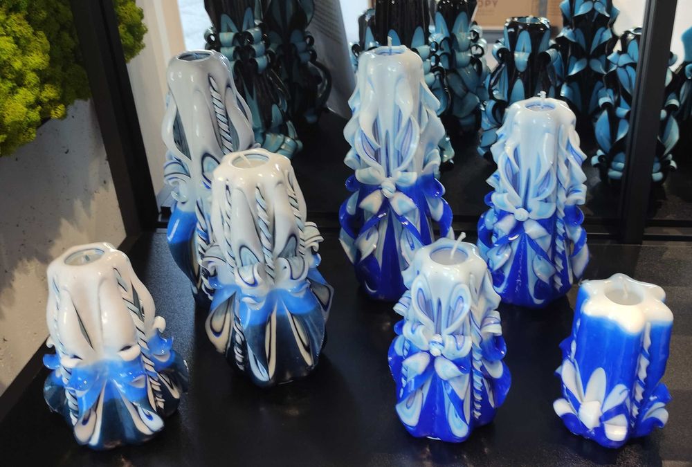 Декоративни ръчно изработени карвинг свещи-декорация, подарък, уникат