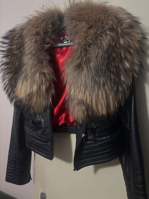 Яке от естествена кожа и яка от лисица