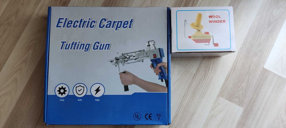 Kit complet Tufting: Pistol electric covoare + Bobinator lână + Pânză cadou