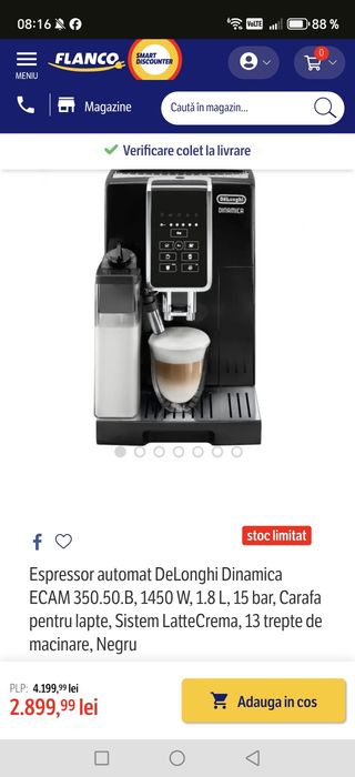 Vând DeLonghi Dinamica ecam 350.50b