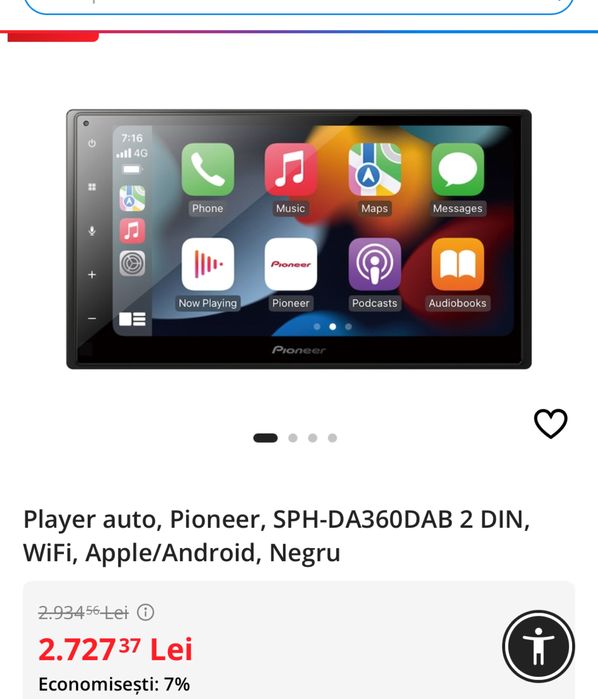 Navigatie Auto Pioneer SPH-DA360DAB, extra FULL, sigilata