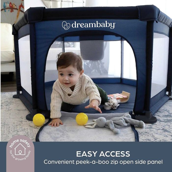 Dreambaby Голяма кошара за игра Explore Deluxe, 140х140 см, тъмносиня