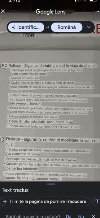 Cadru de mers din aluminiu