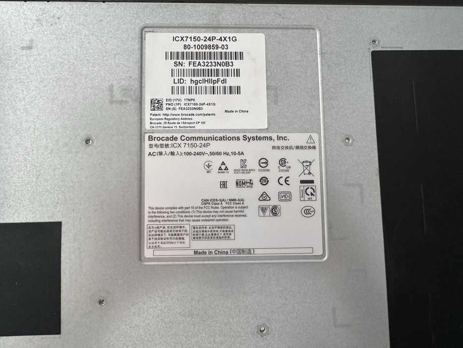 Switch POE + Brocade Ruckus ICX7150  48p Management  L3 Gigabit