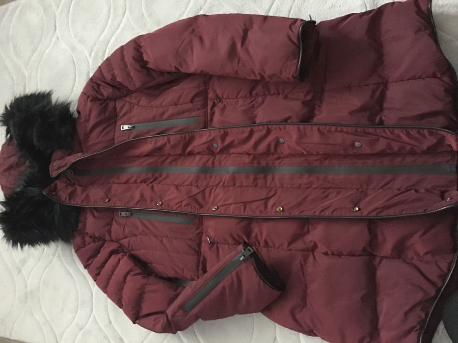 Дълго зимно яке в цвят бордо размер L