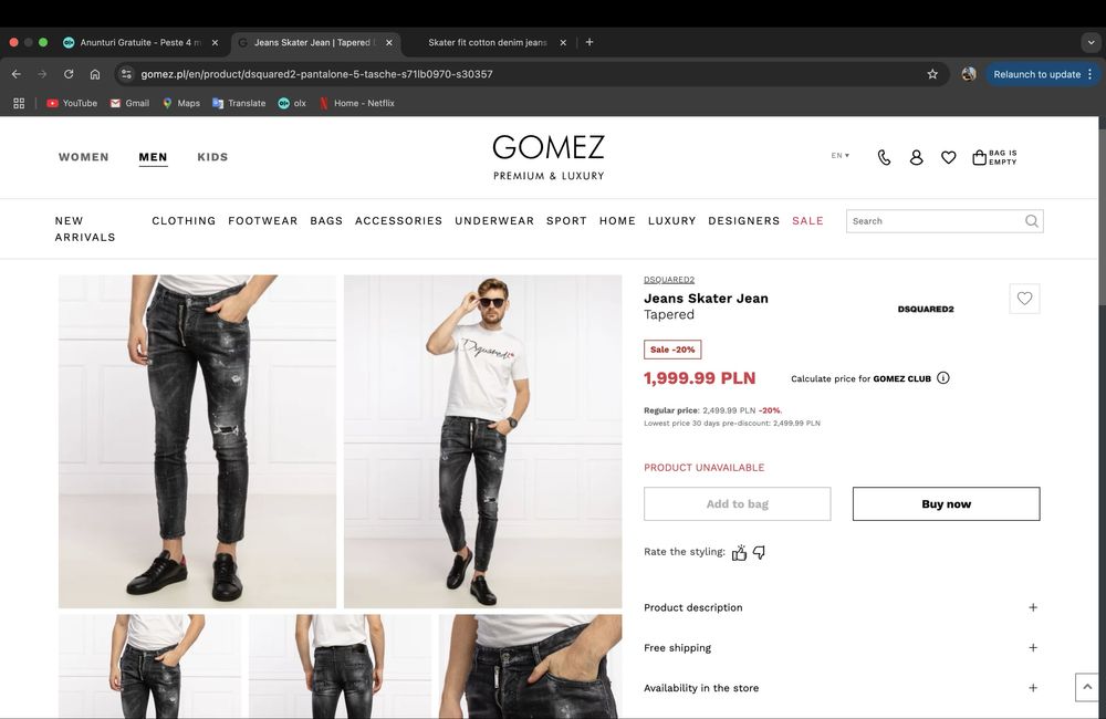 Blugi DsQuared 2 Skater Tapered marime 50