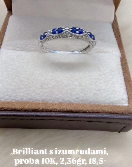 Elegantniy koltsobrilliant s sapfirami 2,36gr, 10k proba, 18-razmer.