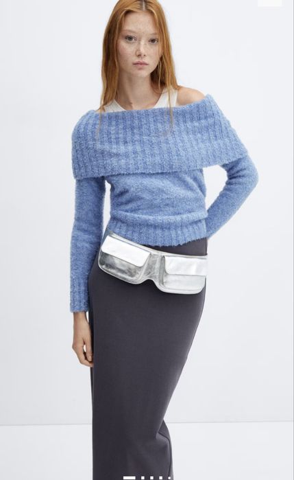 Mango нов off shoulder пуловер размер ХС