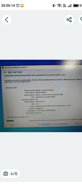 Acer Aspire / i3 gen 6 /4 GB / ssd 128 gb
