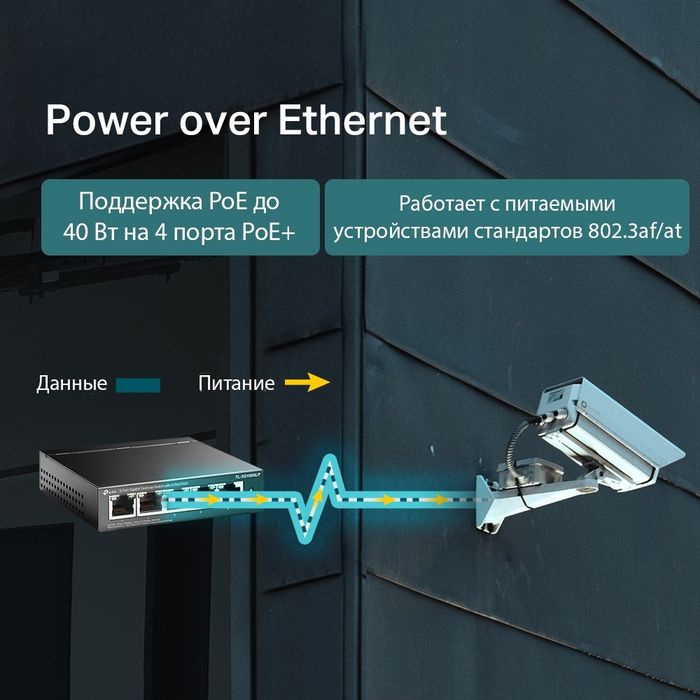 Коммутатор ХАБ Switch 4 порт PоЕ  TL-SG1005LP