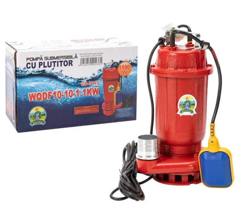 Pompa submersibila pentru Apa Murdara 16m Rosie 1,1kw cu plutitor