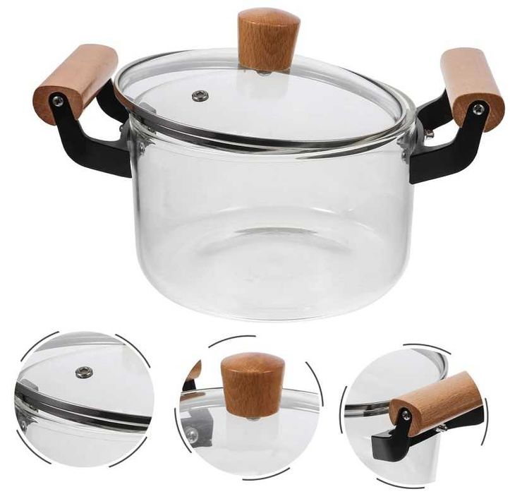 Термоустойчива стъклена тенджера за готвене 3 литра