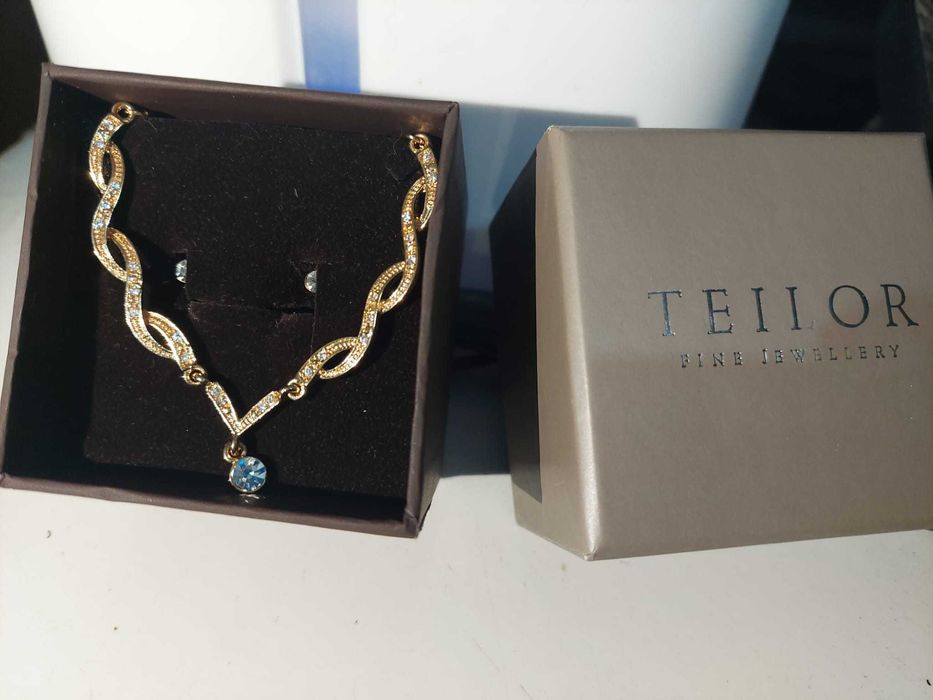 Set colier si cercei placate cu aur de 24k in cutie Teilor