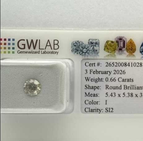 Продавам инвестиционен диамант - кръгъл - 0.66 карата