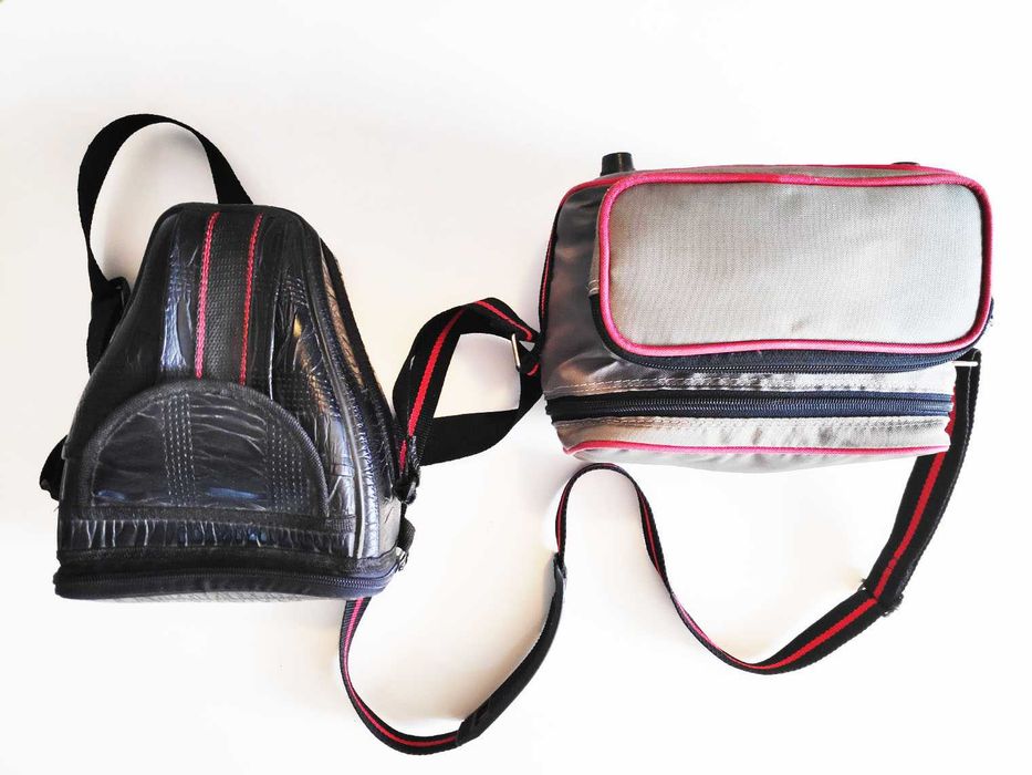 Фотографска чанта и кожен калъф за фотоапарат.