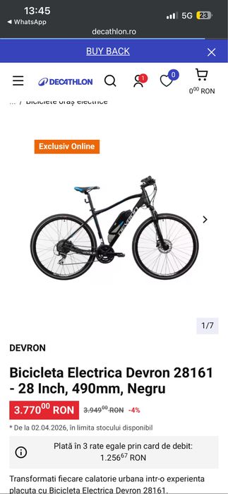 Bicicleta electrica Devron 28161-28 inch,490mm