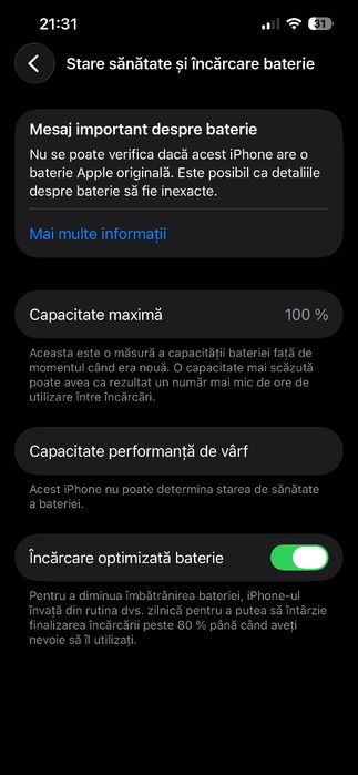 iPhone 14 Midnight 128GB - Baterie 100% (Garanție) - Liber de rețea