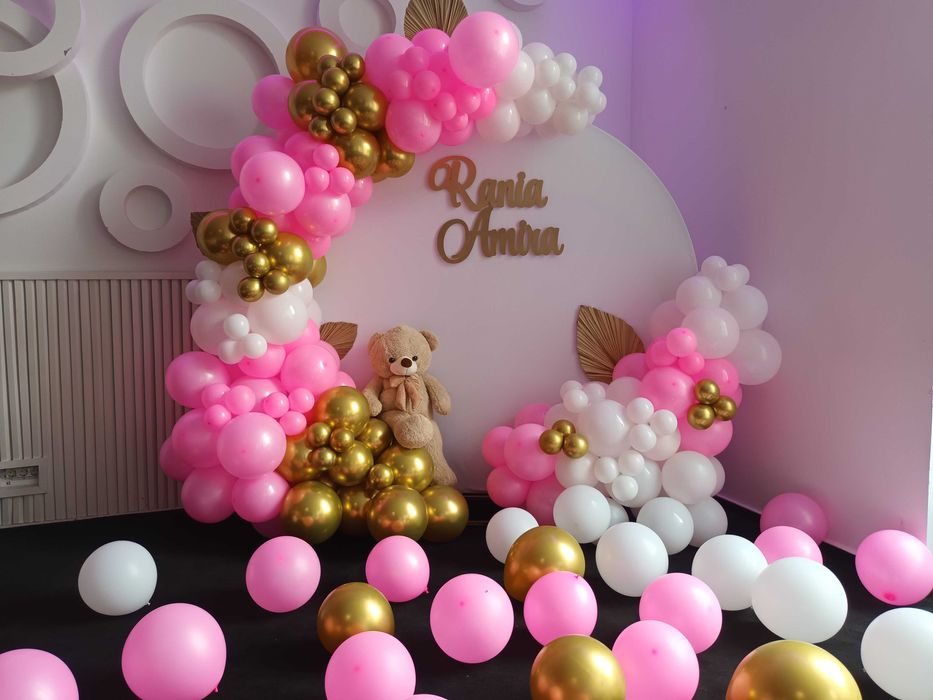 Arcada baloane botez Aranjamente baloane Photo corner Decor botez DJ