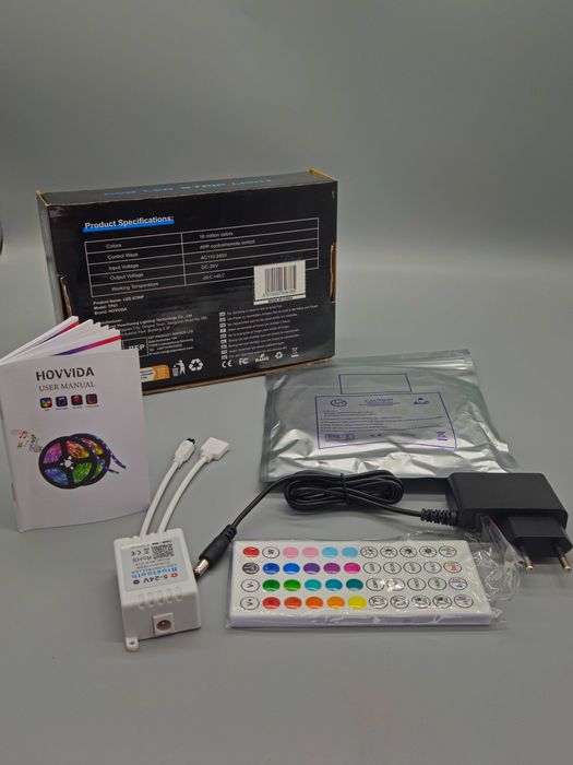 RGB LED лента HOVVIDA – 5 м, дистанционно + управление през приложение