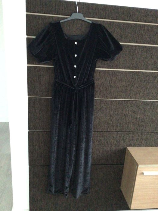 Salopetă elegantă catifea neagră Zara pentru fetiță 13-14 ani, 164 cm