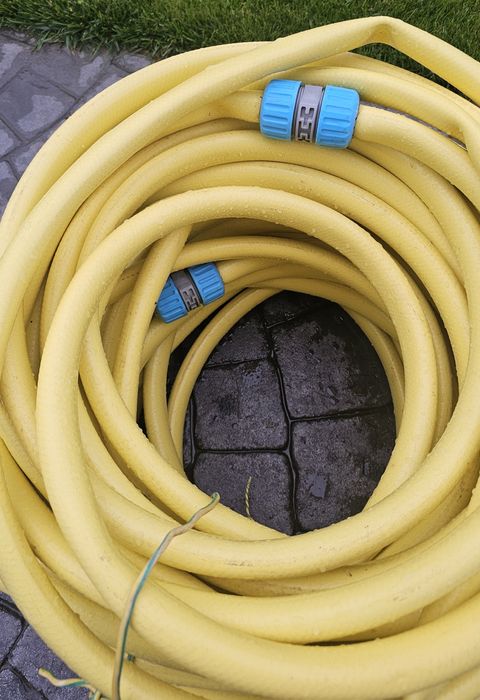 Vand furtun grădină galben 48 m, diametru aprox. 25 mm (1") + 3 mufe rapide