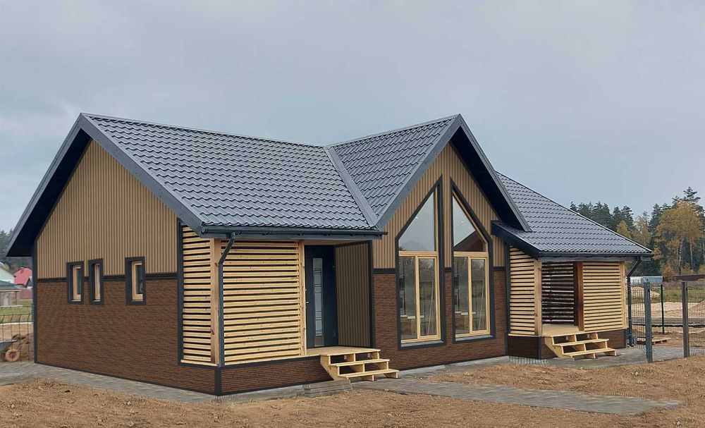 Сайдинг вертикальный под дерево. Металлочерепица, кровля, утеплитель