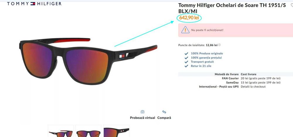 Ochelari de soare Tommy Hilfiger TH 1951/S 4WC-B8, 100% originali