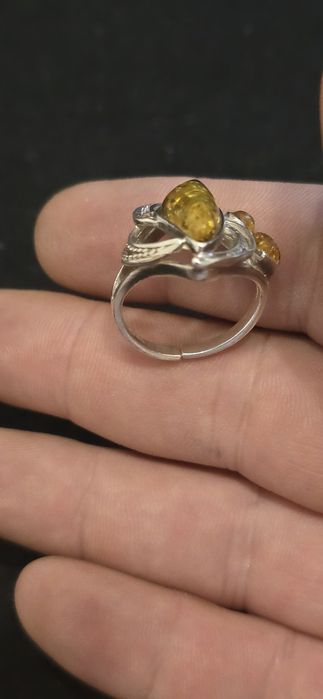 Inel argint chihlimbar